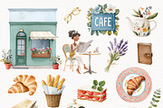 French Cafe Clipart - Cafe de Paris, a Decorative Illustration by PaintPixelCo (Thumbnail 3 of 14)
