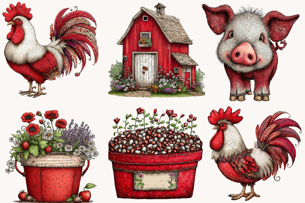Watercolor Farm Clipart Bundle, a Seasonal Illustration by Designworld (Photo 6 of 9)