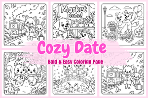 Cozy Date Bold & Easy Coloring Page, a Decorative Illustration by Coco Bloom