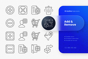 Add & Remove Outline Icons, an Outline Icon by cidcud_graphic
