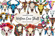 Western Cow Skull Clipart, an Illustration by CreationArt (Thumbnail 1 of 5)