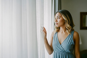 Young Woman Looking Through Windows, a Photo by rarrarorro