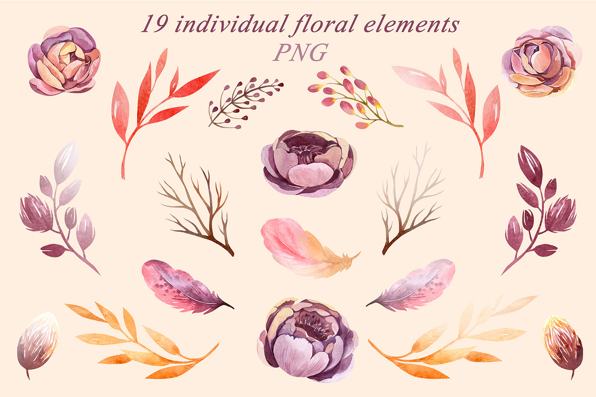 Autumn Floral Watercolor Clipart, a Decorative Illustration by LenArt (Photo 3 of 18)