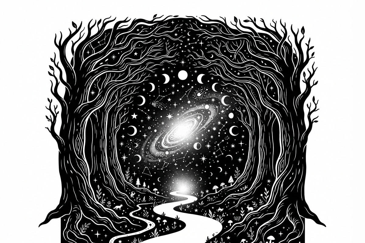 50 Mystical Galaxy Forest Silhouette, a Technology Illustration by Amazin_art (Photo 17 of 34)