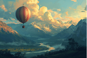 Expansive Air balloon fly landscape, a Nature Photo by Ylivdesign
