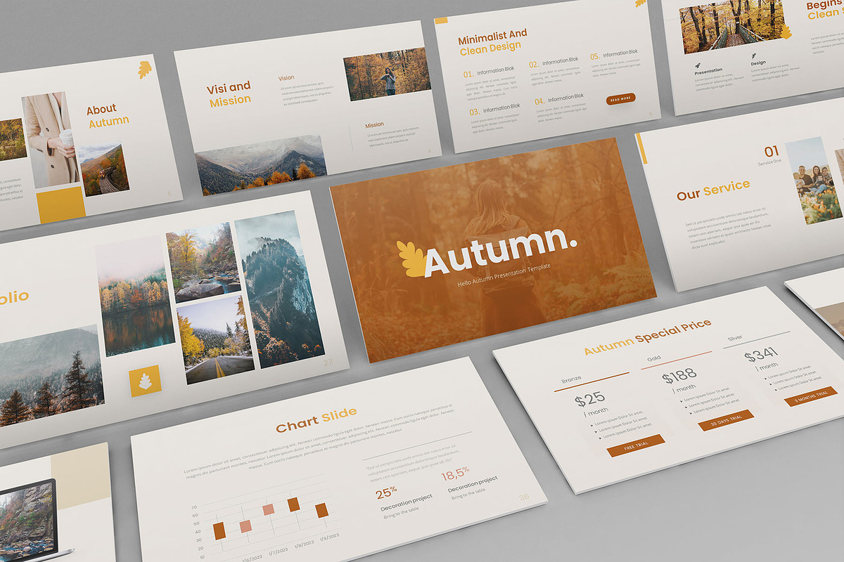 Hello Autumn PowerPoint, a Presentation Template by Pixslides (Photo 1 of 6)