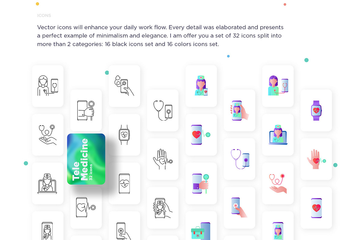 Telemedicine | 32 Icons Set, an Outline Icon by Marina Silence (Photo 3 of 17)