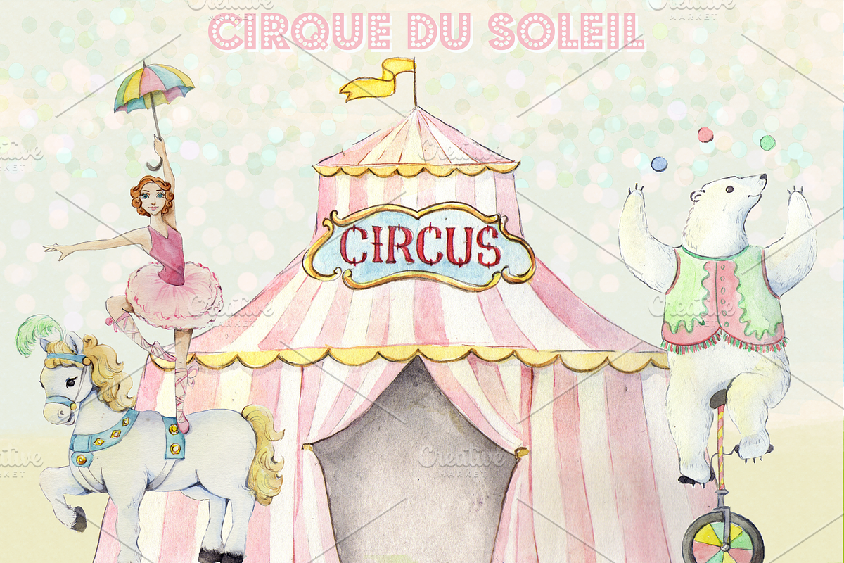 Watercolor Circus Clipart Images, an Illustration by Whimseez (Photo 2 of 4)