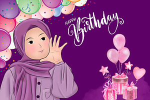 Creative Purple Birthday Card, a Print Template by MS Designer