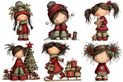 Whimsical Christmas Girl Clipart, an Illustration by Pixels.Craft (Thumbnail 6 of 6)