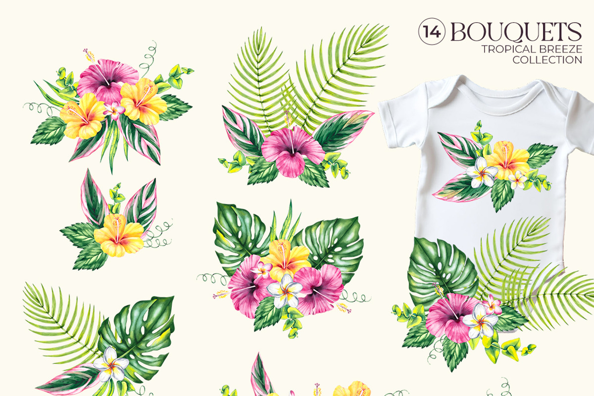 Tropical Breeze Clipart & Patterns, a Seasonal Illustration by SashaKondr (Photo 9 of 13)
