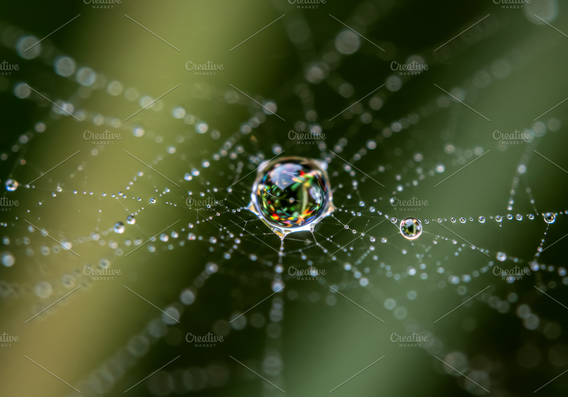 Water droplets on a spider web with, a Nature Photo by professorinc