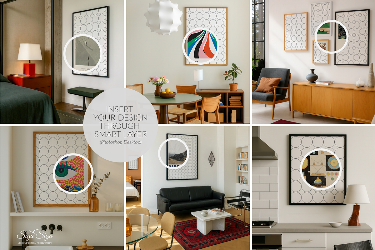 6PSD SET Frame Mockups for Poster, a Product Mockup by SigaSigaMockup (Photo 2 of 5)