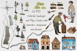 Watercolor Landscape and Map Creator