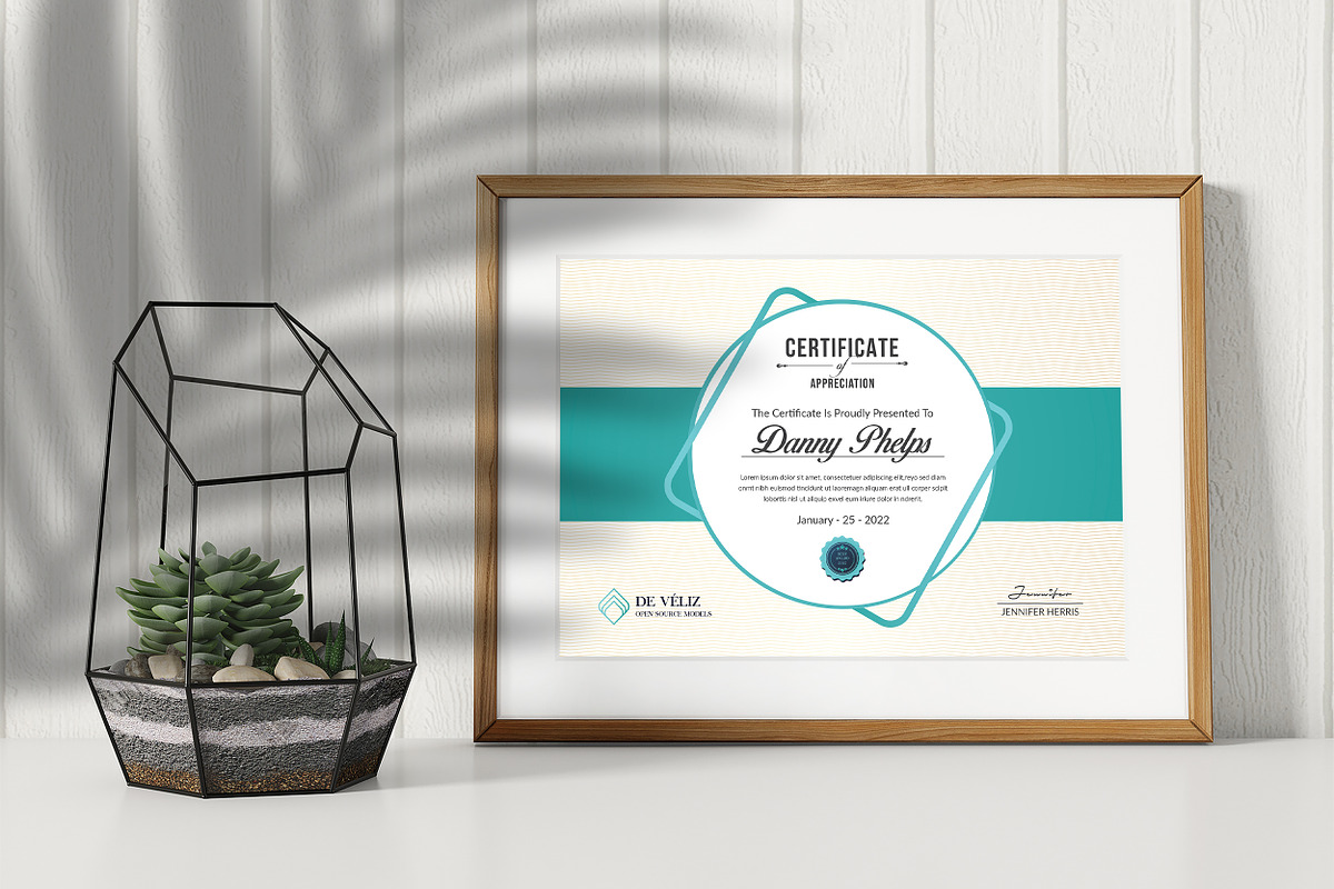 Landscape Certificate Template, a Stationery Template by ResumeDevisers (Photo 5 of 6)