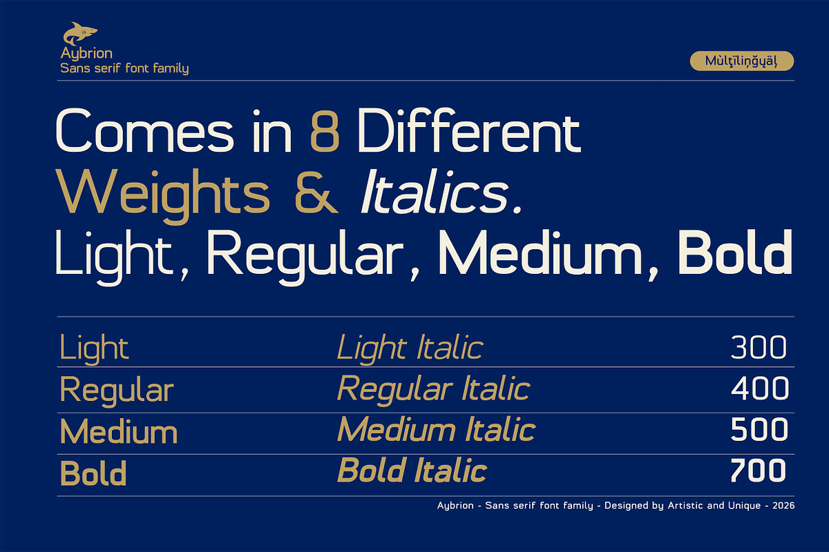 Aybrion - Sans Serif Font Family, a Sans Serif Font by Artistic & Unique (Photo 4 of 15)