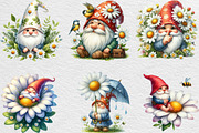 White Gnome Daisy Watercolor Clipart, an Illustration by Black Bird Studio (Thumbnail 5 of 6)