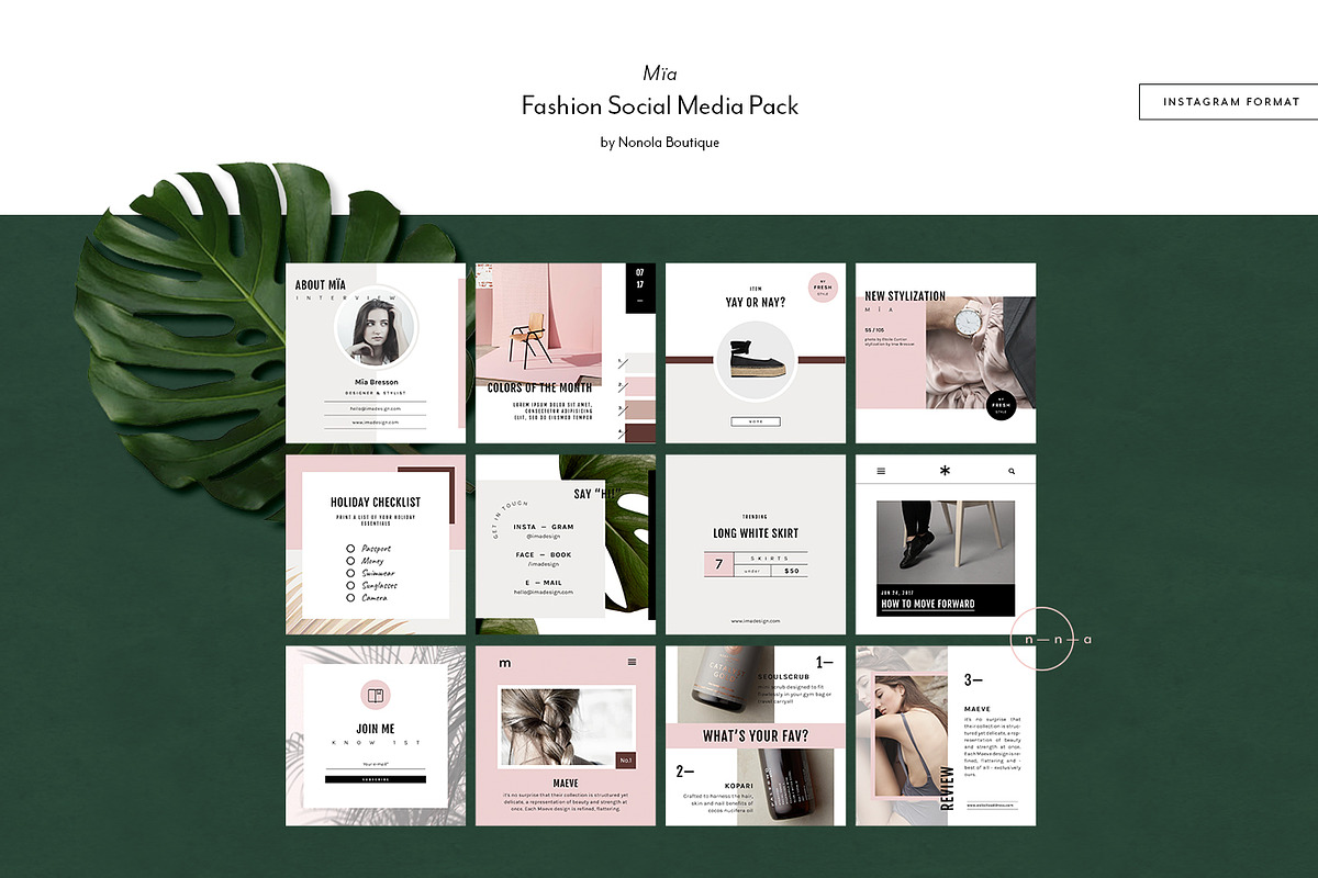 Lifestyle Social Media Kit • Mïa, a Social Media Template by Nonola (Photo 6 of 9)