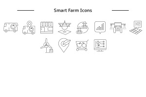 Smart Farm And Agri Tech Icons Set