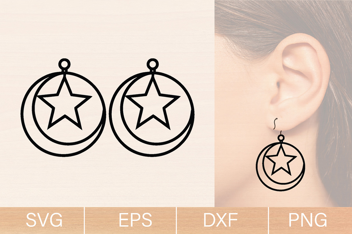 Moon & Stars Earring Svg Bundle, an Object Graphic by jannatulpakhi (Photo 2 of 6)