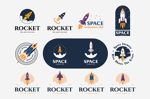 rocket logo design bundle spaceship preview 2