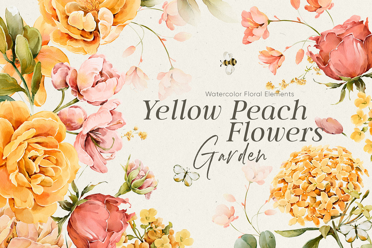 Watercolor Yellow Peach Flowers, a Decorative Illustration by Damian Roh (Photo 1 of 16)