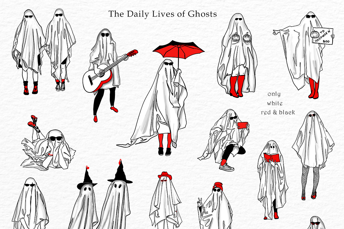 MODERN  Halloween Ghosts Collection, an Illustration by ArtOLB (Photo 2 of 11)