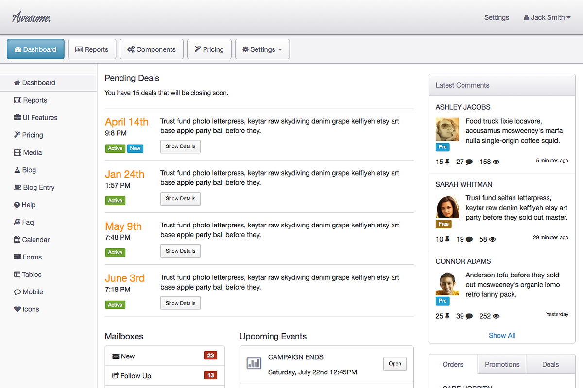 Awesome Admin - A Bootstrap 3 theme, a Bootstrap Template by Portnine (Photo 2 of 2)