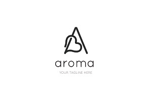 Letter A Heart Logo Template