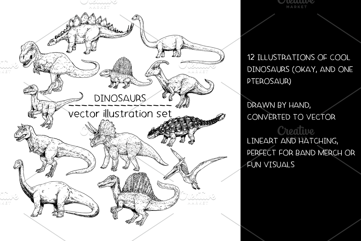 Dinosaurs - vector illustration set, an Animal Illustration by Renée from Studio neetje (Photo 2 of 4)