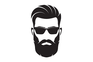 Bearded men face, hipster character. Vector illustration., a Person Illustration by rikkyal