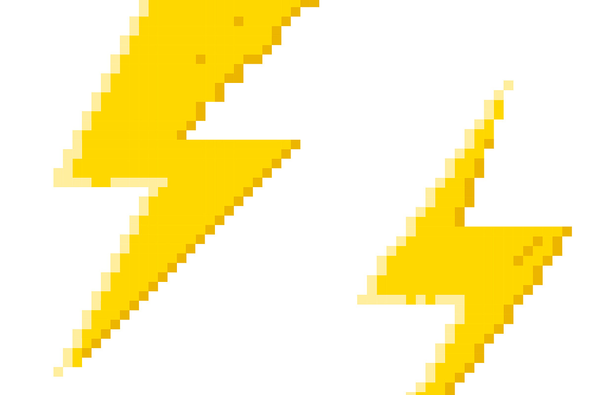 Yellow pixel lightning bolt set, a Decorative Illustration by Tati_Kli (Photo 3 of 3)