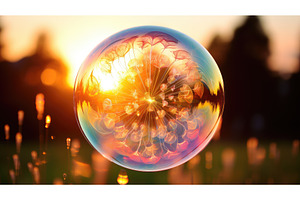 round starburst bubble ai generated, an Abstract Photo by pikepicture