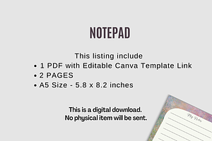 NOTEPAD PRINTABLE CANVA TEMPLATE