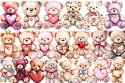 Watercolor Valentine's Teddy Bear, an Illustration by Design Market (Thumbnail 3 of 5)