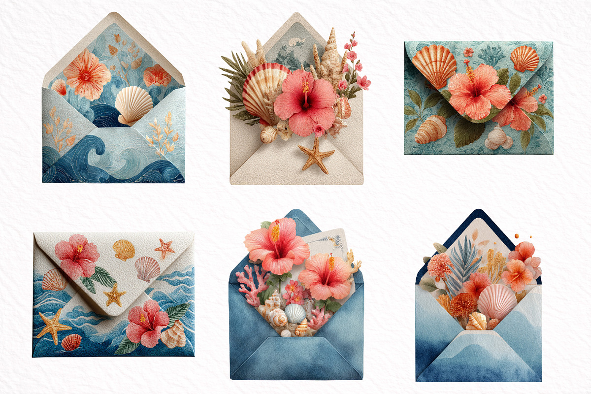 Whimsical Summer Envelope Clipart, an Illustration by DreamArtGraphic (Photo 4 of 8)