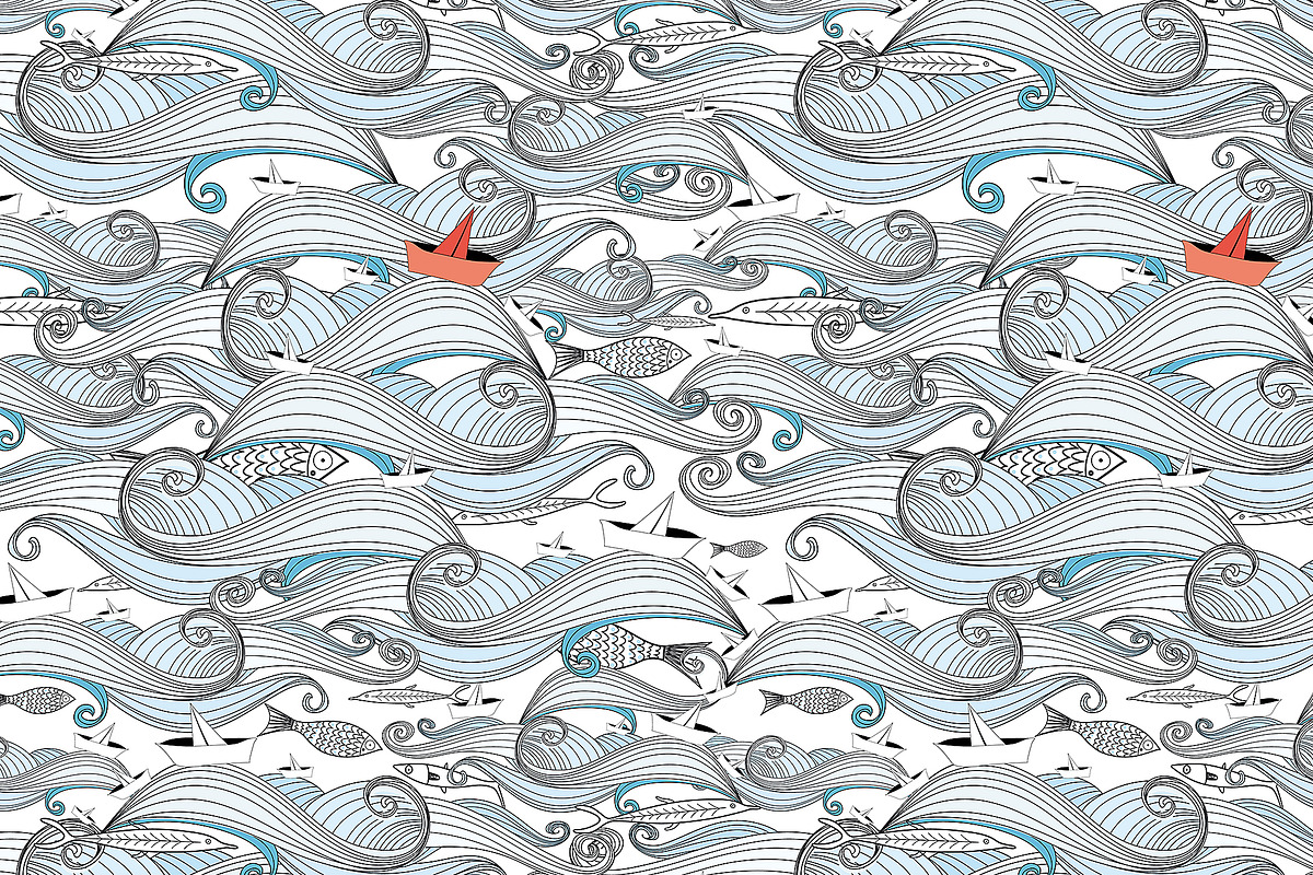 Beautiful pattern set of sea waves, a Pattern Graphic by Tanor (Photo 8 of 8)