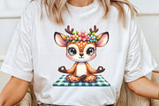 Watercolor Yoga Reindeer Clipart, an Illustration by CraftArtStudio (Thumbnail 4 of 6)