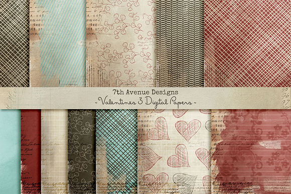 Valentine 3 Digital Papers