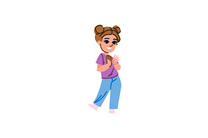 Happy girl clapping hands and, a Person Illustration by pikepicture