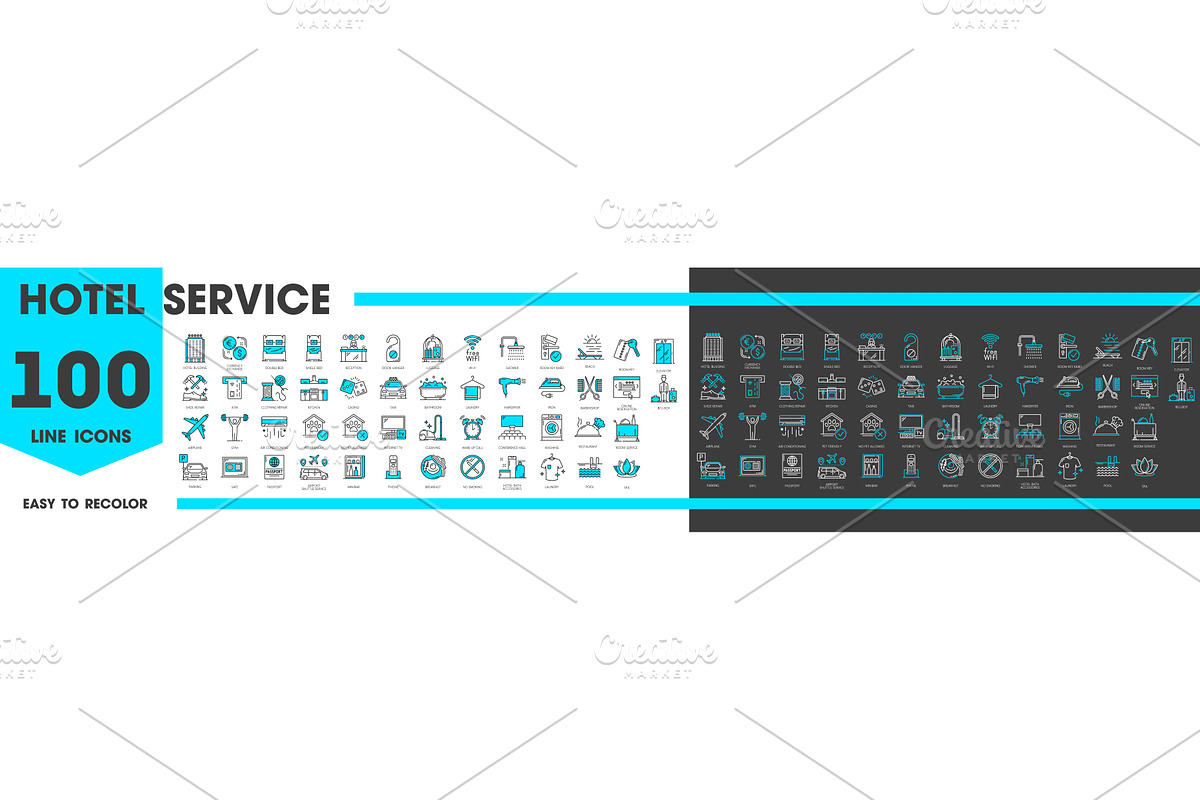 Hotel service icons, an Object Illustration by Vector Tradition