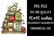 Whimsical Christmas House Clipart, an Illustration by Designking (Thumbnail 4 of 5)