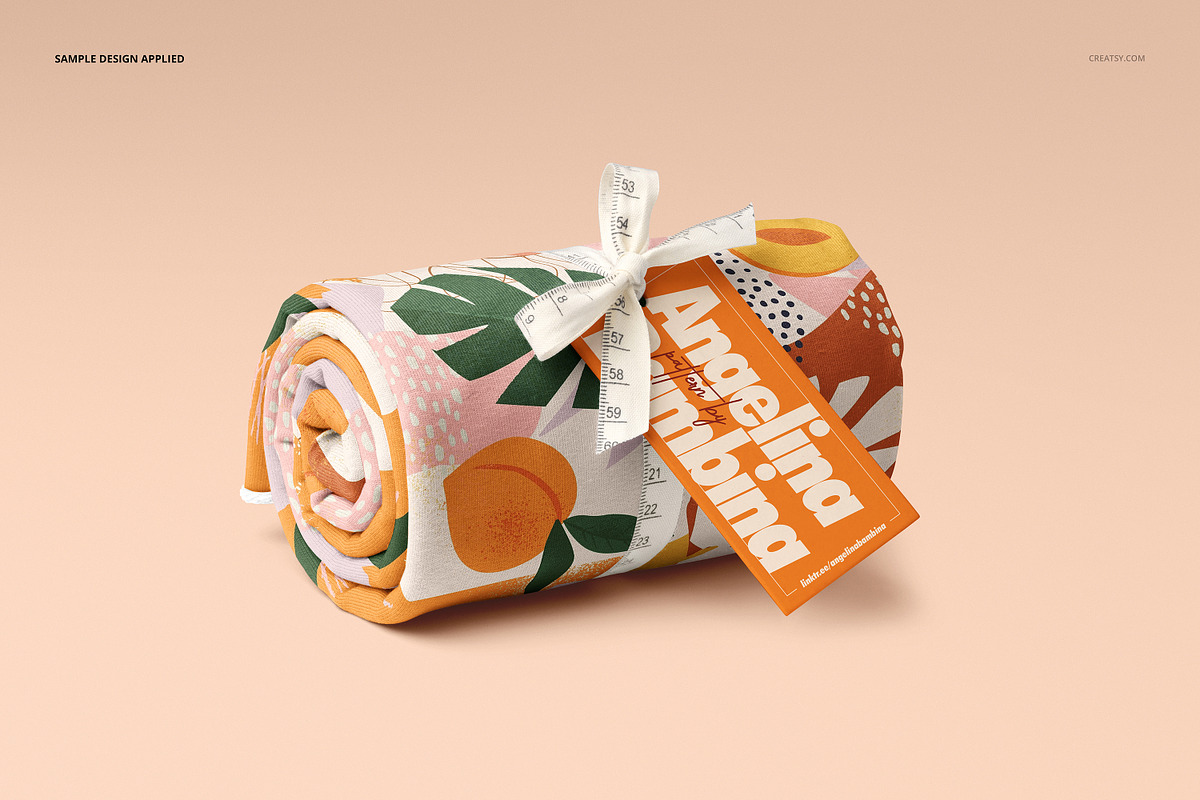 Jersey Fabric Roll Mockup & Ribbon, a Merchandise Mockup by creatsy5 (Photo 4 of 6)