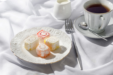 national traditional Oriental sweetness of Turkish  delight, a Food & Drink Photo by vimart