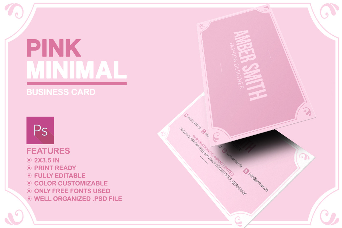 Pink Minimal Business Card, a Business Card Template by Marvel (Photo 1 of 5)