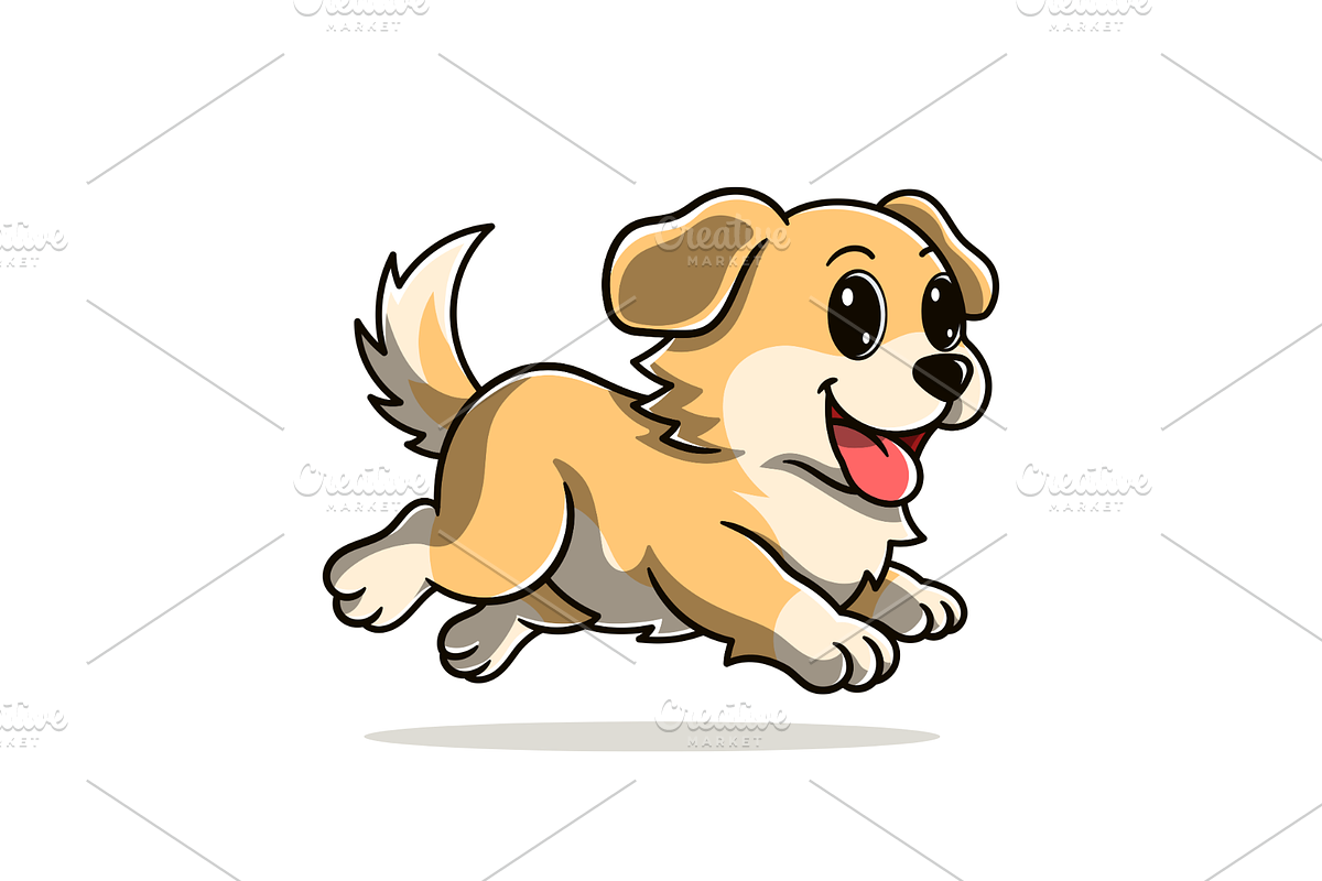 Cute golden retriever dog running, an Animal Illustration by garistipis (Photo 2 of 4)