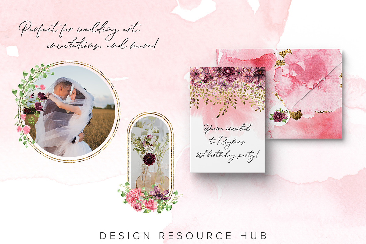 Watercolor Pack: Cerise Romance, a Texture Illustration by Design Resource Hub (Photo 3 of 11)