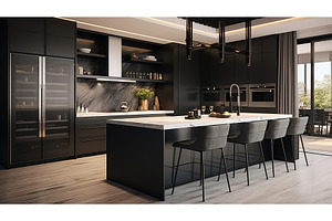 modern luxury home kitchen ai, a Technology Photo by pikepicture