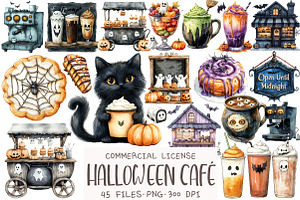 Halloween Sweets Café Clipart, an Illustration by OK Design