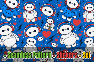 cute seamless pattern Balloon Robot